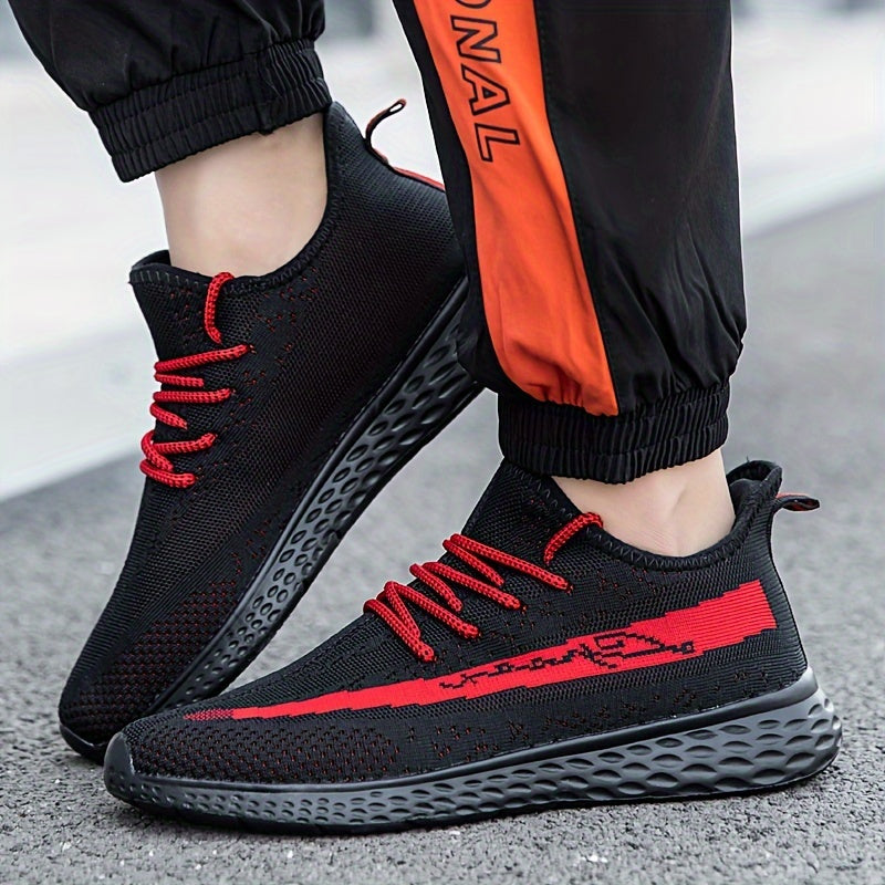  Men's Woven Knit Breathable Sneakers Non Slip Soft Sole Shoes