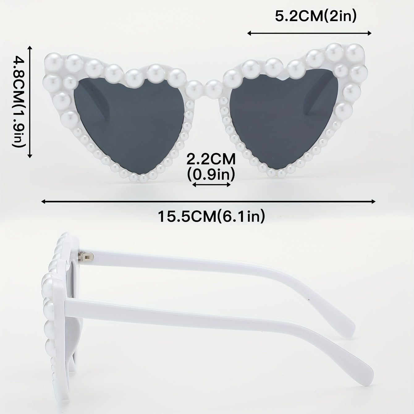 Y2K Faux Pearl Heart Sunglasses for Women Party Decorative Sun Shades Glasses