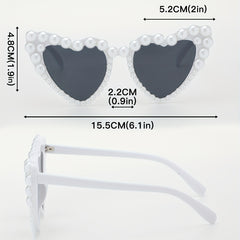Y2K Faux Pearl Heart Sunglasses for Women Party Decorative Sun Shades Glasses