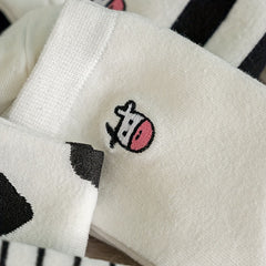 5 Pairs Cartoon Cow Print Socks Women's Comfy Mid Tube Stockings