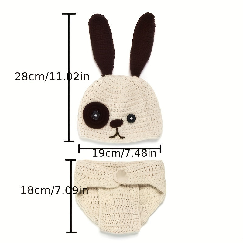 2pcs Baby Dog Hat & Shorts Set for Newborn Photography Props