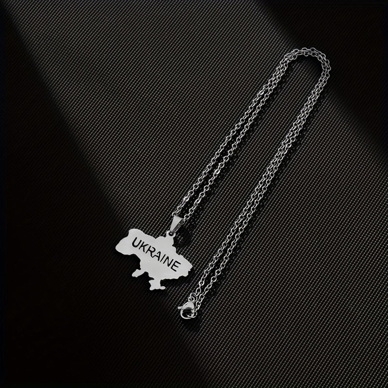 Ukraine Map Necklace Ethnic Hip Hop Jewelry Men Women Couples