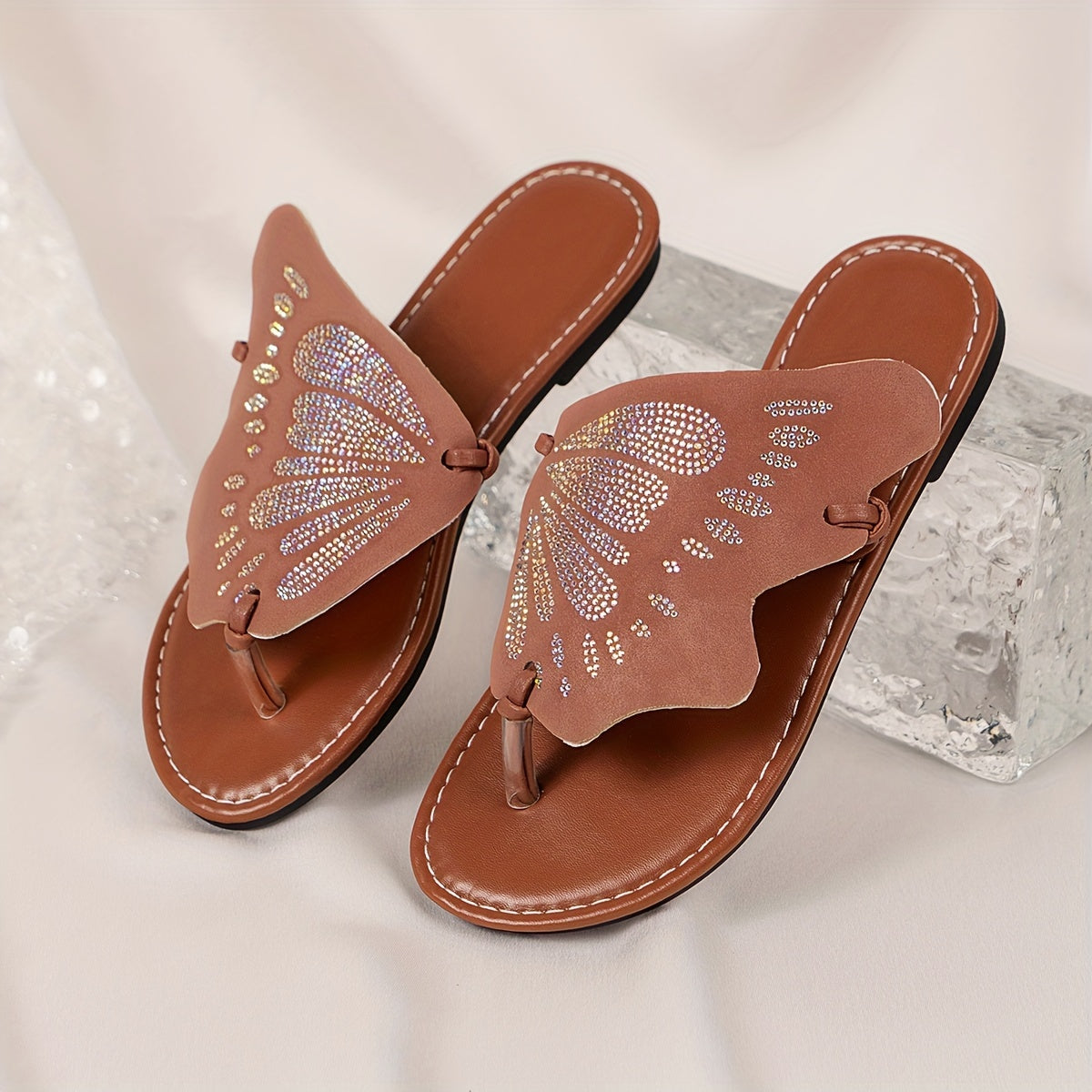 Girls Butterfly Flip Flops Lightweight Slippers for Beach Vacation