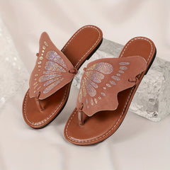 Girls Butterfly Flip Flops Lightweight Slippers for Beach Vacation