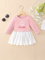 Baby Girls Long Sleeve Splicing Skirt Swing Dress