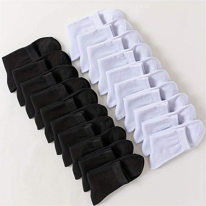 20 Pairs Solid Socks Comfy & Breathable Women's Stockings