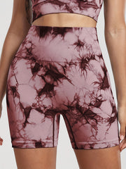 Tie Dye High Waist Sports Running Shorts Women's Activewear