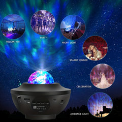 Galaxy Star Projector Night Light Voice Control 4 In 1 Ocean Wave Galaxy & Star