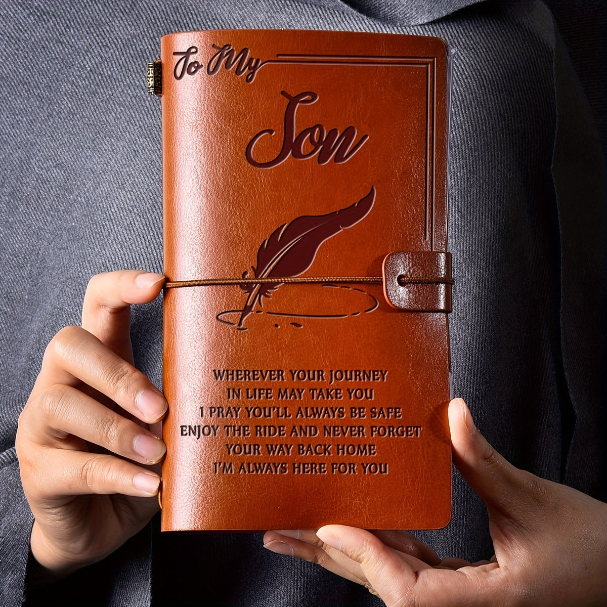 1pc Family Sequence Leather Notebook Son Retro Notebook A6 With 144 Pages