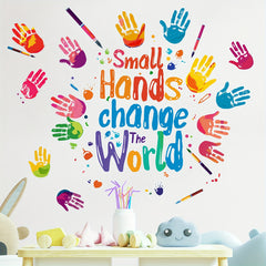 Inspirational Peel & Stick Vinyl Decal - Change The World Hands Graffiti Art