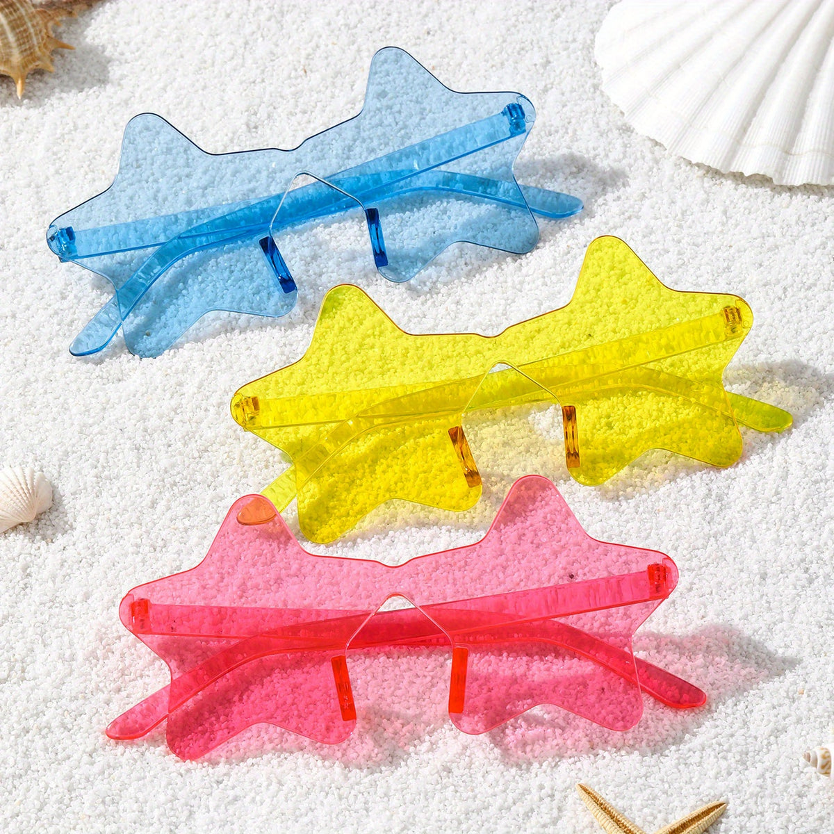 3 Pairs Star One piece Sunglasses For Women Men Candy Decorative Glasses