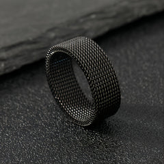Funky Braided Mesh Texture Stainless Steel Ring