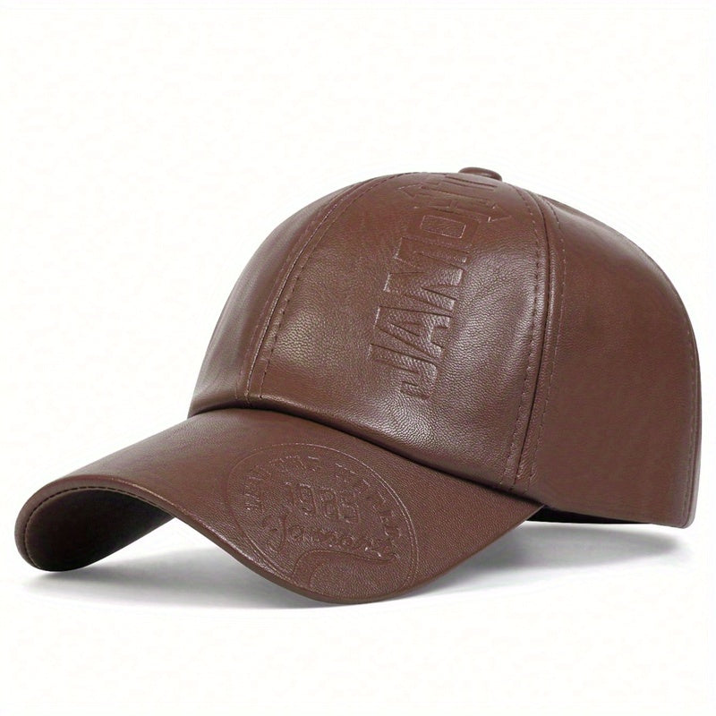 PU Leather Embossed Baseball Cap Unisex Waterproof Casual Sun Hat