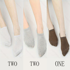5 Pairs Solid Ankle Socks Women's Stockings