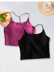 2pcs Girl's Solid Cami Top Padded Undershirts for Teens 13-20 Years Old