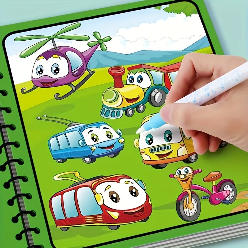 2 Pack Reusable Watercolor Books for Kids with Stencils and Pens