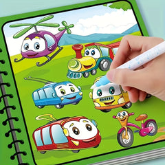 2 Pack Reusable Watercolor Books for Kids with Stencils and Pens