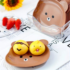4pcs Bear Clear Plastic Plates for Parties
