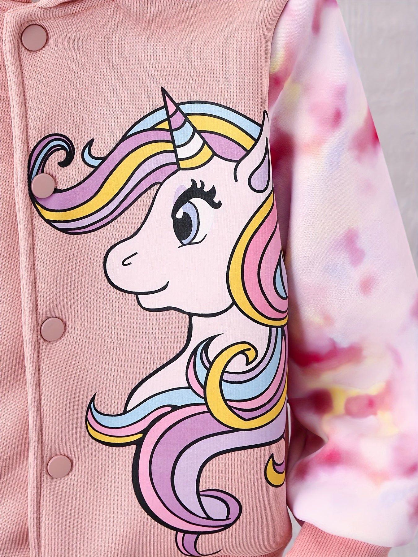 Girls' Unicorn Tie Dye Long Sleeve Fleece Jacket Coat