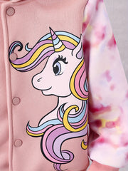 Girls' Unicorn Tie Dye Long Sleeve Fleece Jacket Coat