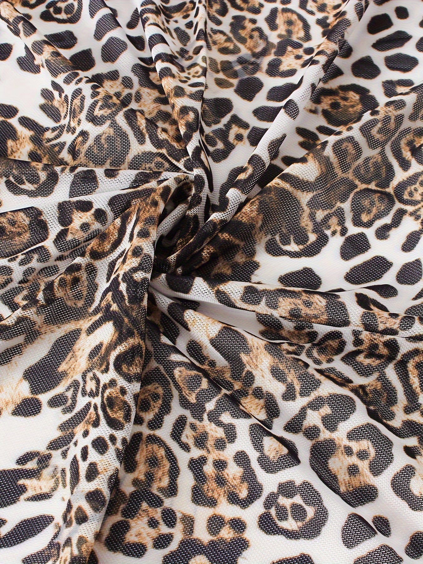  Leopard Print Wrap Mesh Beach Cover Up Skirt