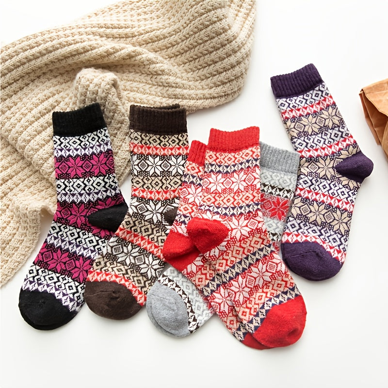 5 Pairs Cozy Knit Socks For Women