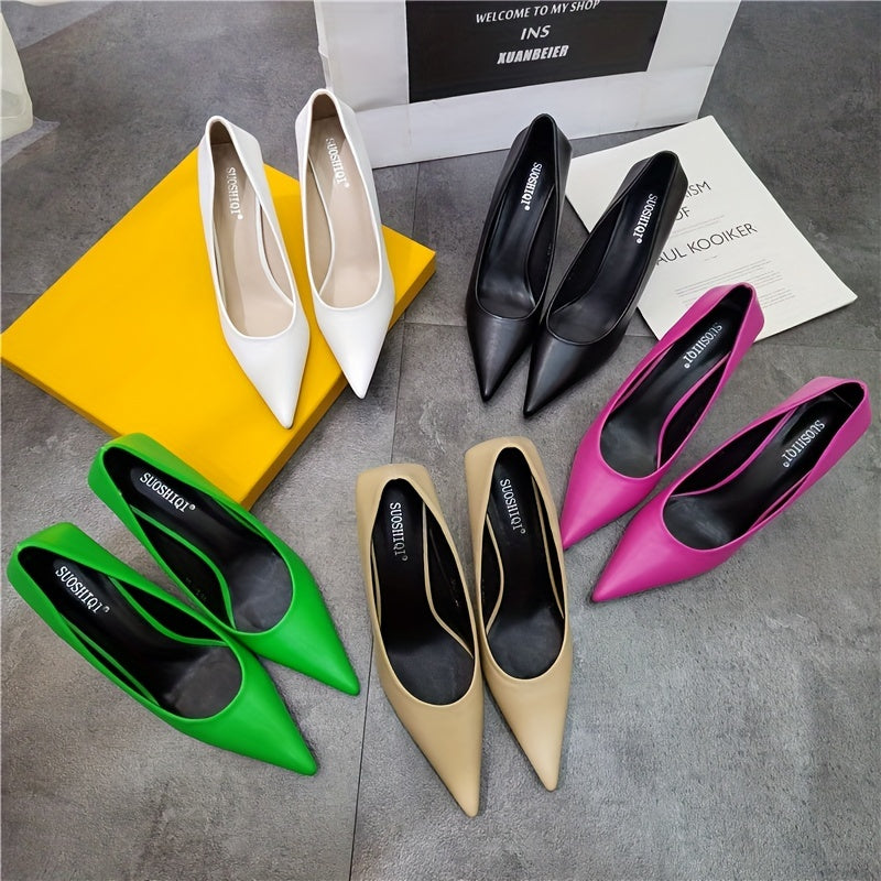 Women's Pointe Toe Stiletto Heels Slip On High Heels OL Style Pumps