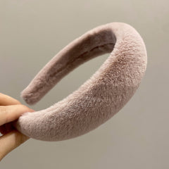 Sweet Vintage Hair Hoop for Girls - Furry Faux Hairband Headband