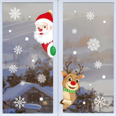 Santa Claus Elk Window Flower Sticker Glass Decoration