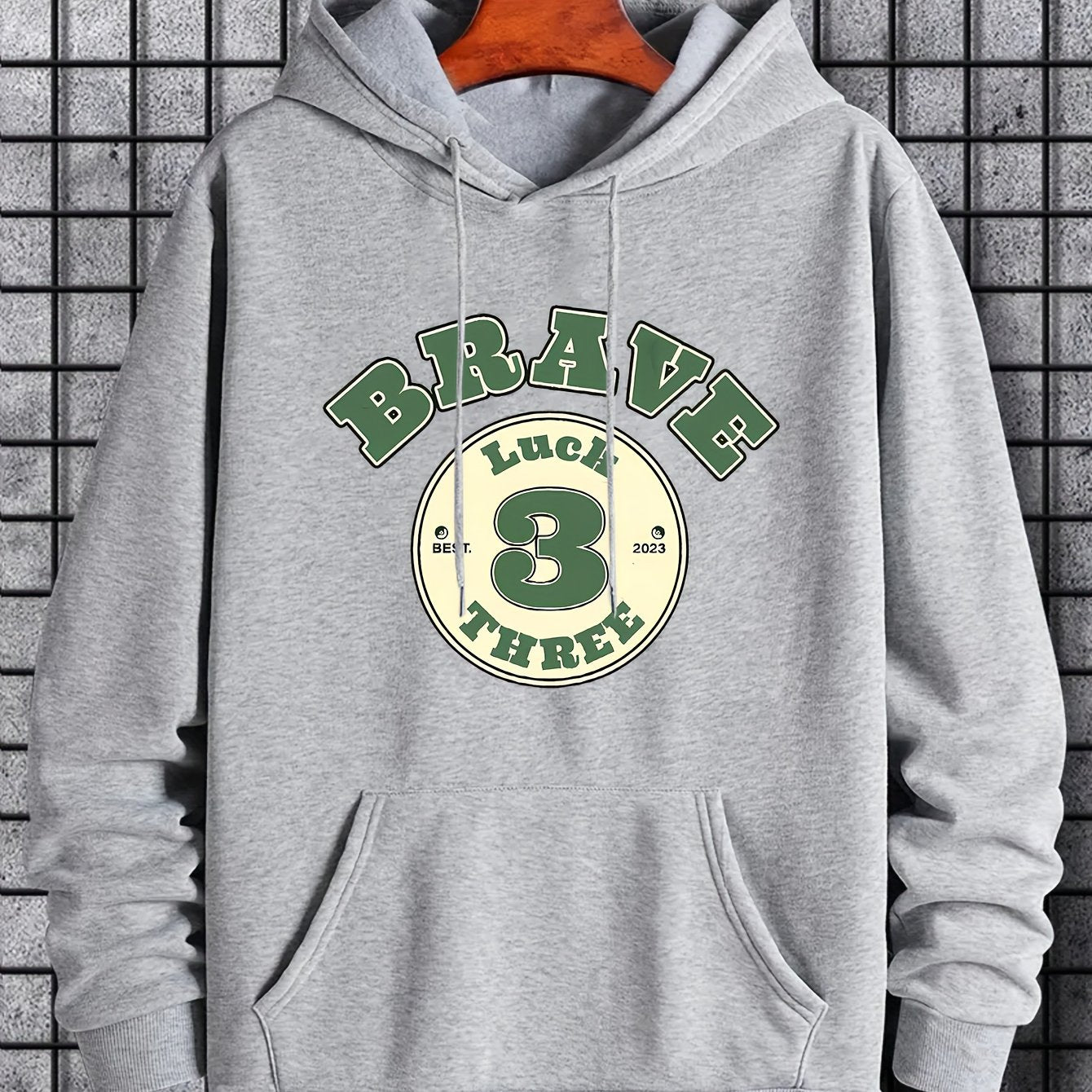 Men's Brave 3 Print Hoodie Sweatshirt Drawstring Hooded