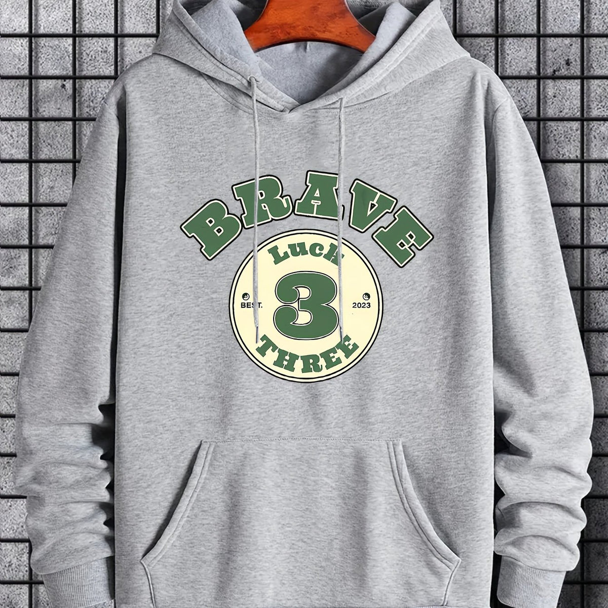 Men's Brave 3 Print Hoodie Sweatshirt Drawstring Hooded
