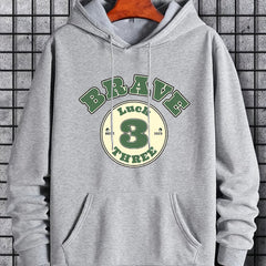 Men's Brave 3 Print Hoodie Sweatshirt Drawstring Hooded