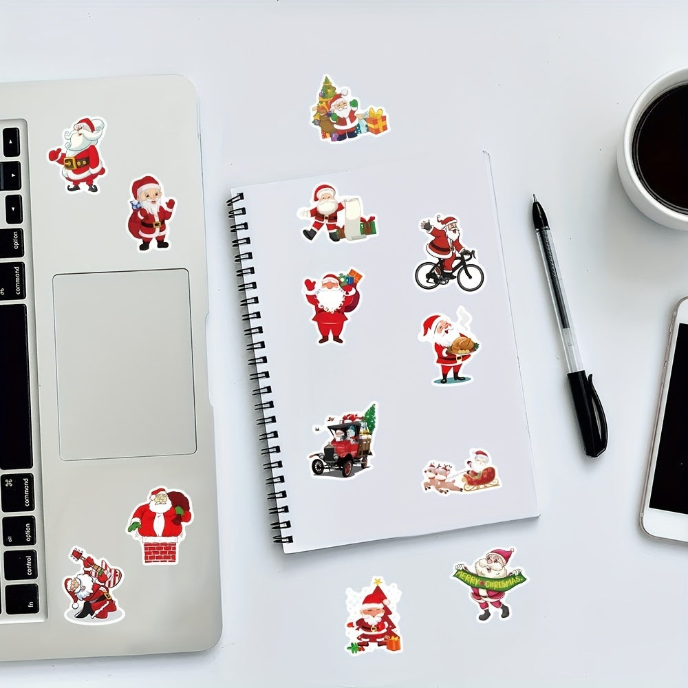50pcs Santa Claus Stickers Set for Christmas Cards & Notebooks