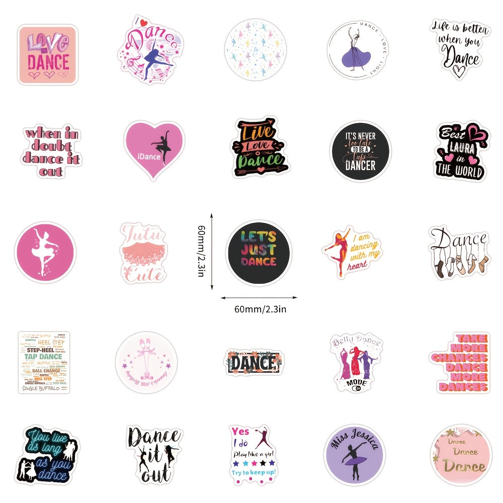100Pcs Dance Stickers For Water Bottle Scrapbook