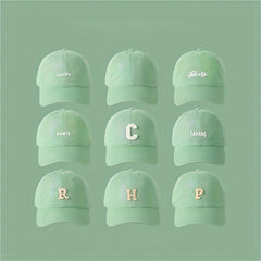 Letter Patch Baseball Cap Mint Green Lightweight Casual Sun Hat