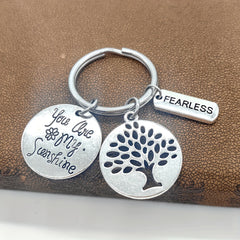 Tree Of Life You Are My Sunshine Keychain for Men