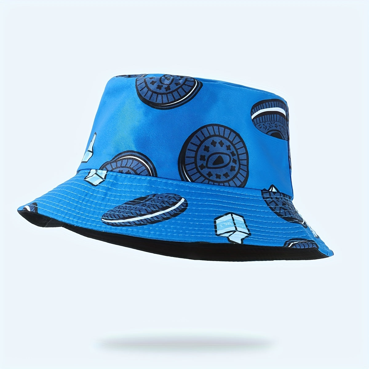 Reversible Biscuit Print Bucket Hat Casual Sun Hat Unisex Travel Beach Hats