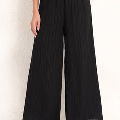  Ribbed High Rise Wide Leg Trousers