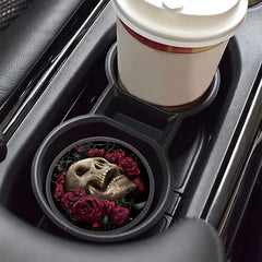 2pcs Rose Skull Car Cup Holder Coasters