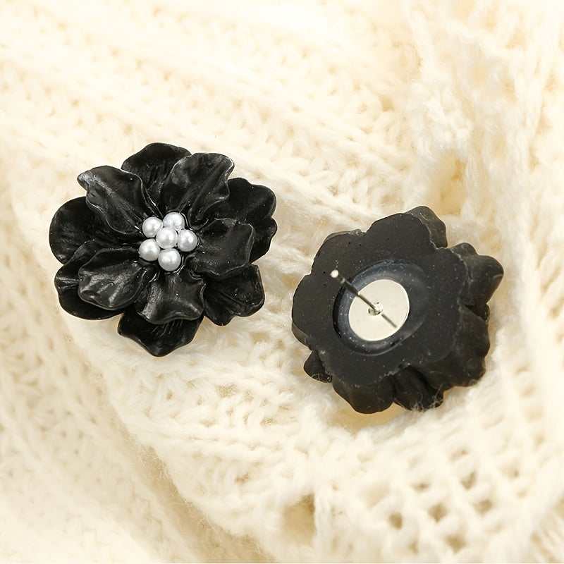Camellia Flower Stud Earrings Women's Jewelry 1Pair