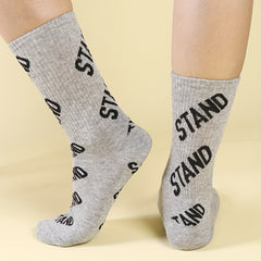 Letter Print Sports Socks Women's Stockings
