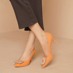 Crystal Decor Stiletto Heels Point Toe Pumps