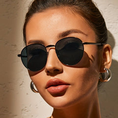 Retro Round Sunglasses Anti Glare Metal Glasses UV400