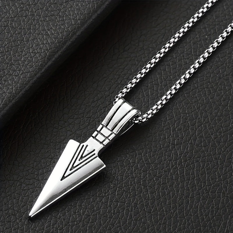 Men's Spearhead Pendant Necklace Street Hip hop Stainless Steel Sweater Chain