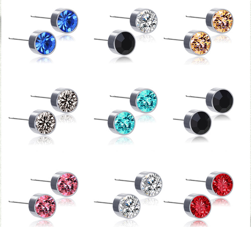 Men's Stainless Steel Drill Ear Pins Ear Cuffs Earrings