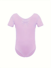 Girls Comfy V Neck Short Sleeve Gymnastics Outfits 95 Cotton Dance Suit