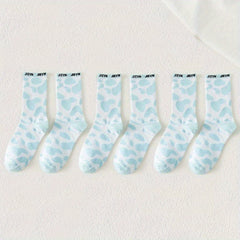 12 Pairs Cow Spot Pattern Socks Comfy & Breathable Women's Stockings