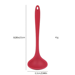 Silicone Long Handle Soup Spoon High Temp Resistant Non Stick Easy Clean