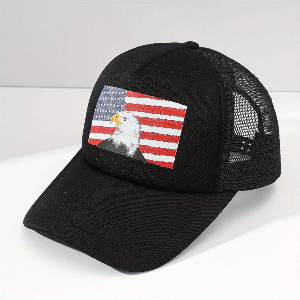 Mens Eagle Print Mesh Baseball Cap