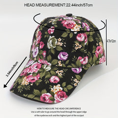Unisex Large Brim Casual Baseball Cap with Flower Embroidery for Outdoor Sport